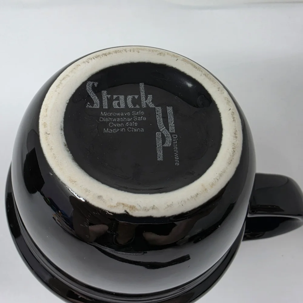 Coffee Cup Mug Stack Stackable Black Set of 2